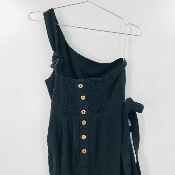 Free People One Shoulder Wrap Midi Dress Black Size Small - Picture 10 of 12